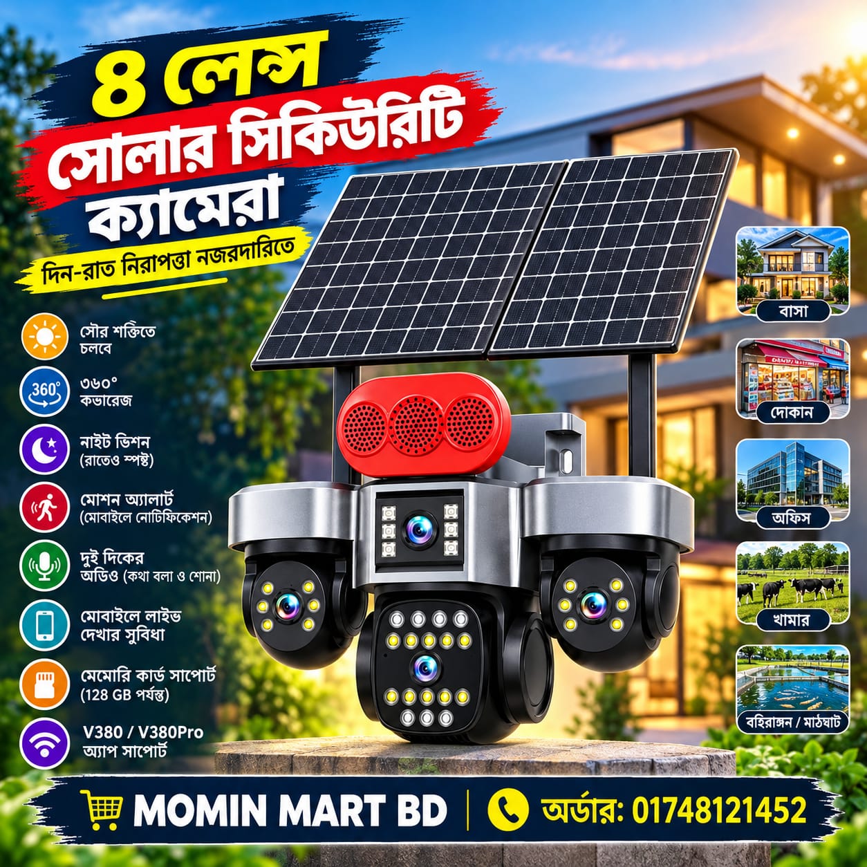 Nova Cam Solar 4 Lens 4G Sim Support Camera