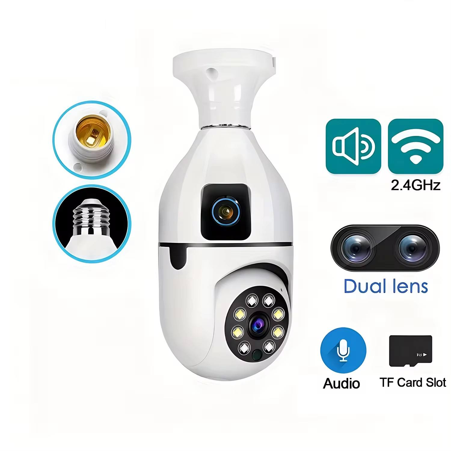 Bulb Ptz Dual Lens Wi-FI IP Camera