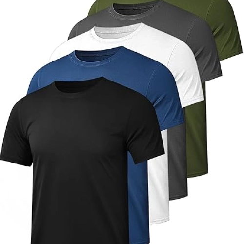 Kinglaman 1/5 Pack Mesh Workout Shirts for Men Dry Fit Gym Quick Dry Athletic Short Sleeve Sports T-Shirt Moisture Wicking price in Bangladesh