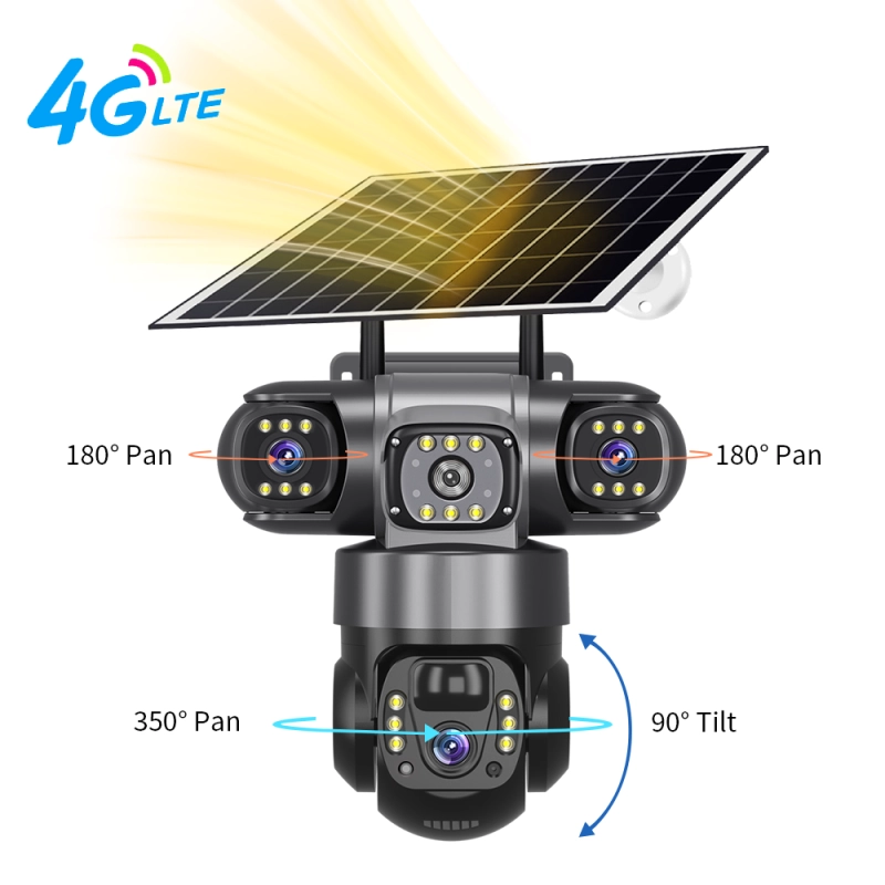 V380pro PTZ Outdoor Three Lens Solar 4G Camera.
