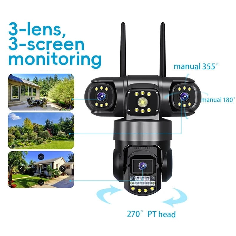 V380pro PTZ Outdoor WaterProof 3 Lens Wi-Fi IP Camera.